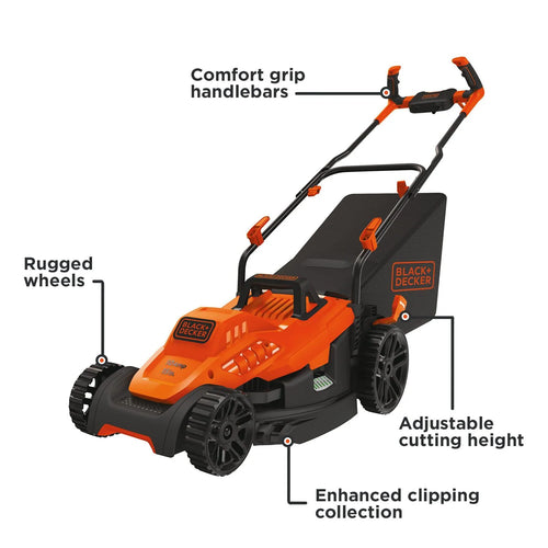 Corded Electric Lawn Mower With Bike Handle, 10-Amp, 15-Inch