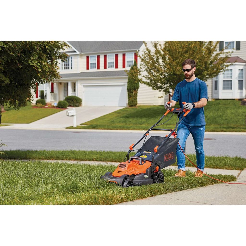 Corded Electric Lawn Mower With Bike Handle, 10-Amp, 15-Inch